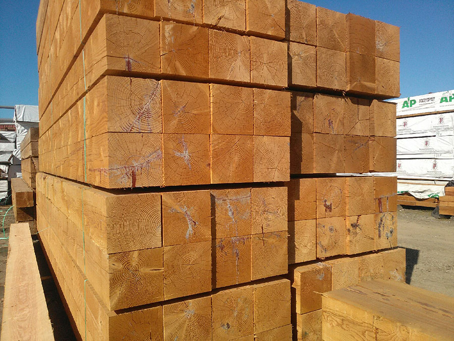 Lumber stacked
