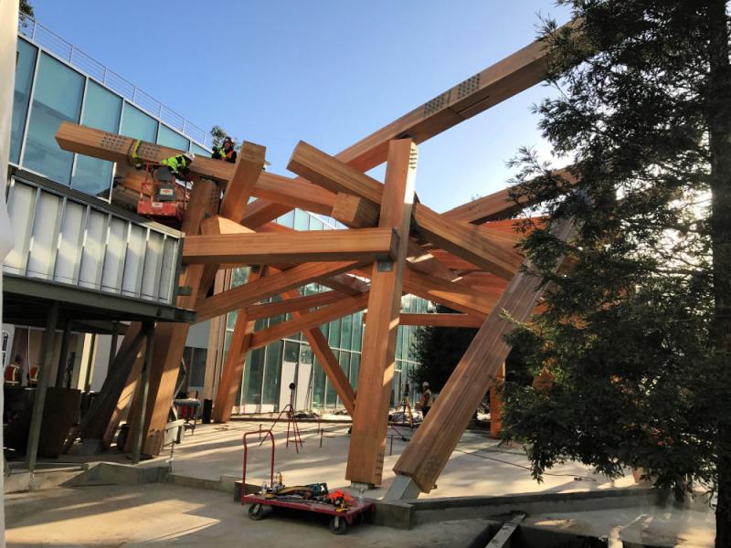 Workers secure the beams #2